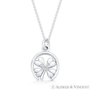 4-Leaf Shamrock Irish Luck Charm Pendant in .925 Sterling Silver